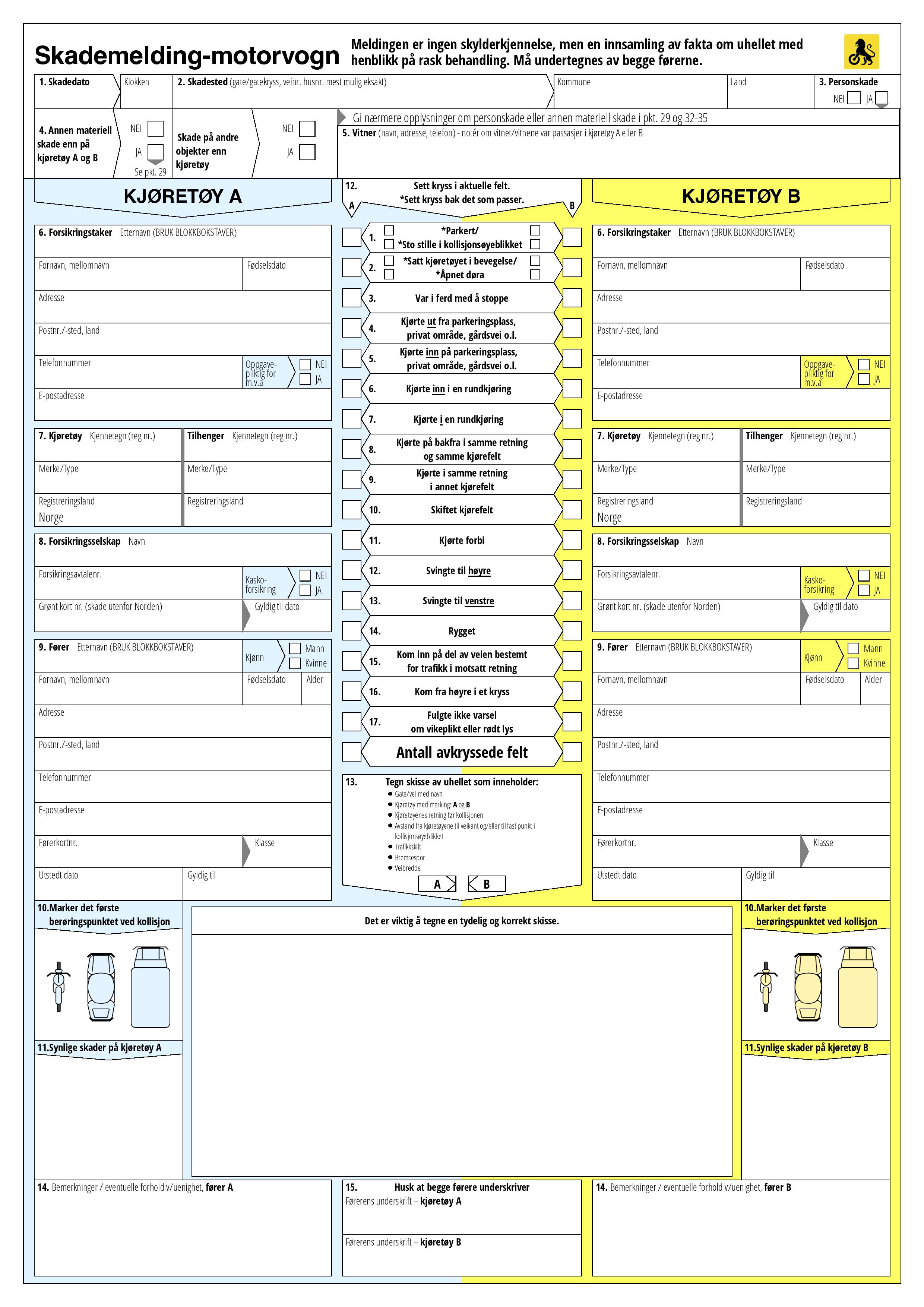 Forhåndsvisning av skademeldingsskjema